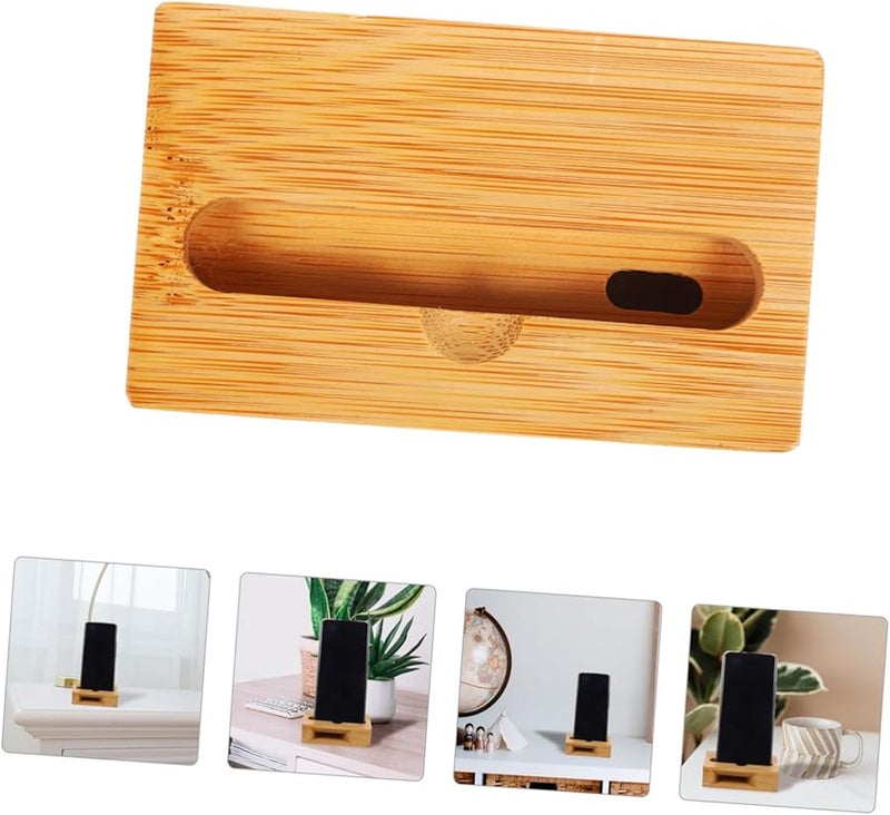 Wooden Phone Stand with Acoustic Resonance for Enhanced Sound Desktop Holder Retro Grain Finish - Image 4